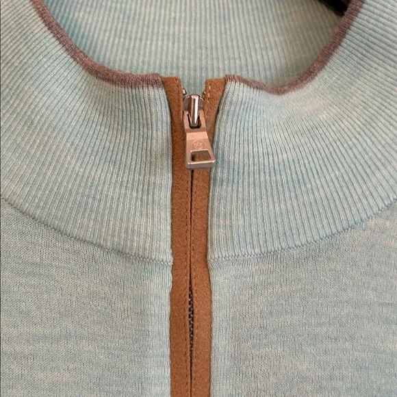 Peter Millar Light Aqua Half-Zip Merino Wool Sweater NWT Sz XL
